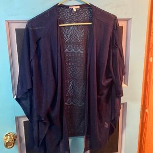 Maurice’s Lace Back Navy Cardigan Short Sleeve 1X